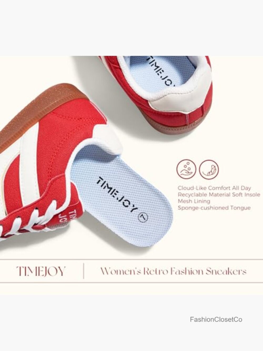 Vintage Retro Fashion Sneakers - Leather & Gum Sole Shoes Non-Slip Cushion - Picture 3 of 7